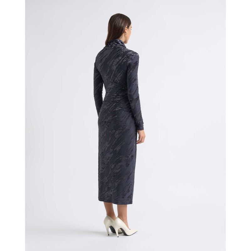 Cue Flocked Long Sleeve Midi Dress image number 1